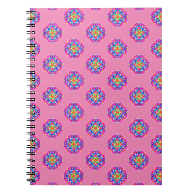 Cuaderno Portátil de patrón de manala de estrella rosada (Frente)