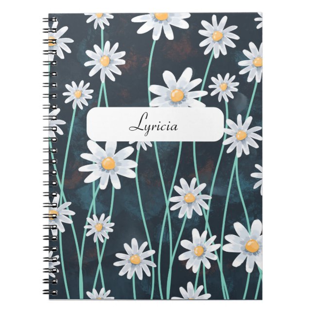 Cuaderno Portátil de patrón de margarita - Diseño floral pa (Frente)