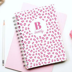 Cuaderno Portátil de patrón de monograma rosado Pastel Leop