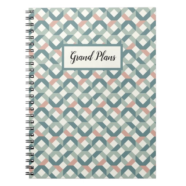 Cuaderno Portátil de patrón de pila geométrica (Frente)