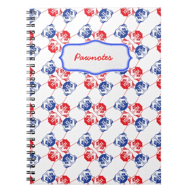 Cuaderno Portátil de patrón de pug (Frente)