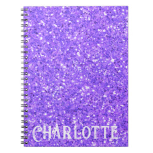 Cuaderno Portátil de patrón de purpurina espumoso púrpura