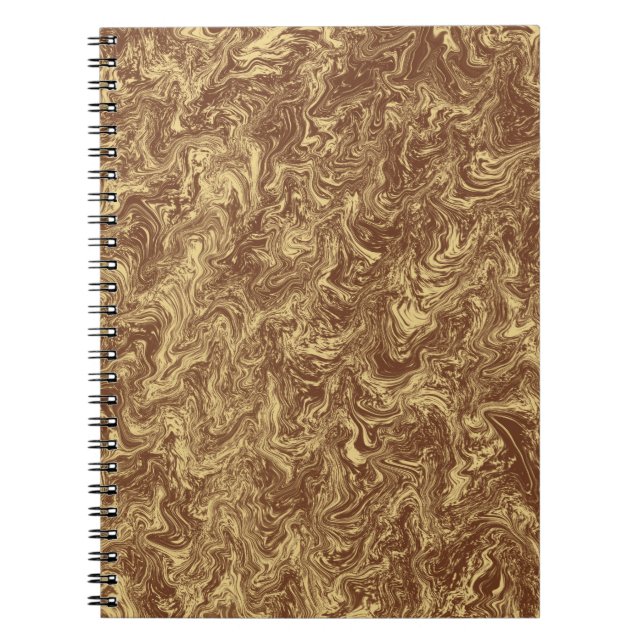Cuaderno Portátil de patrón de Swirl líquido marrón Goldish (Frente)