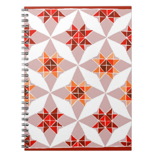 Cuaderno Portátil de patrón de tejido rojo y naranja
