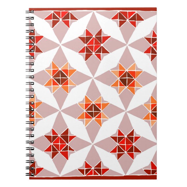 Cuaderno Portátil de patrón de tejido rojo y naranja (Frente)