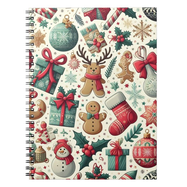 Cuaderno Portátil de patrón de temporada de navidades (Frente)