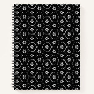 Cuaderno Portátil de patrón floral blanco y negro