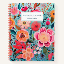 Cuaderno Portátil de patrón floral botánico de bonito
