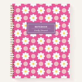 Cuaderno Portátil de patrón floral retro rosa dulce persona