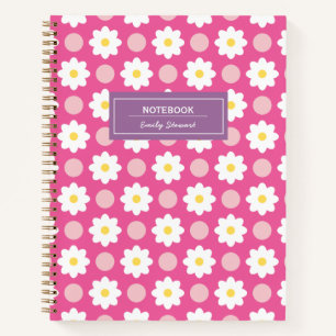 Cuaderno Portátil de patrón floral retro rosa dulce persona