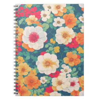 Cuaderno Portátil de patrón floral vibrante