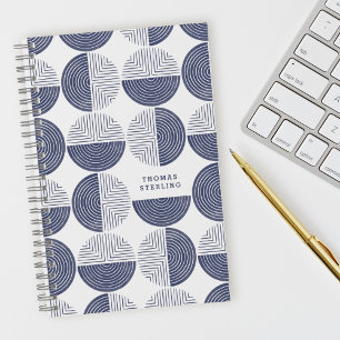 Cuaderno Portátil de patrón geométrico de círculo azul