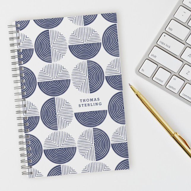 Cuaderno Portátil de patrón geométrico de círculo azul (Subido por el creador)