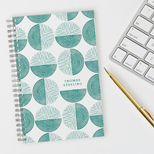 Cuaderno Portátil de patrón geométrico de círculo verde azu