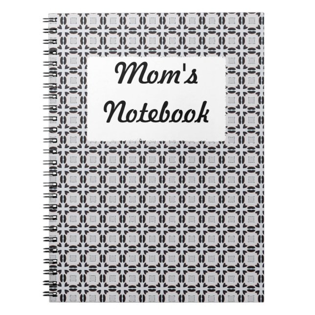 Cuaderno Portátil de patrón gráfico negro y gris (Frente)