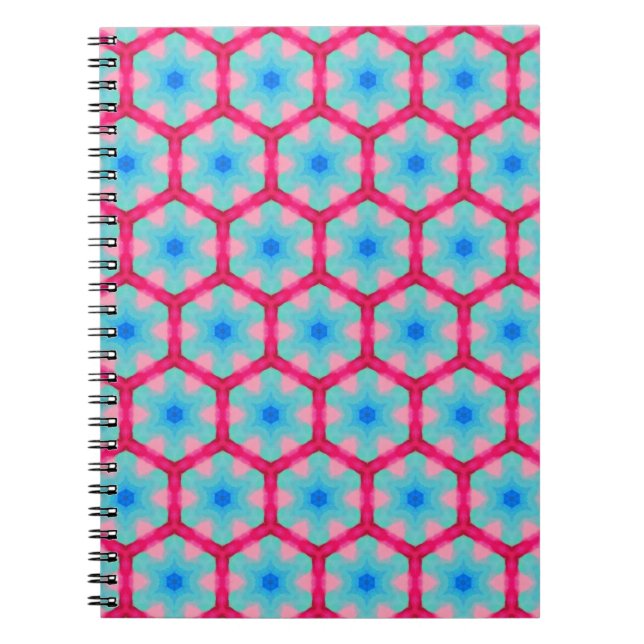 Cuaderno Portátil de patrón hexagonal rosado (Frente)