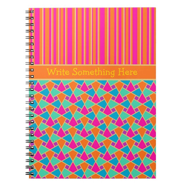 Cuaderno Portátil de patrón islámico y rayas en espiral (Frente)