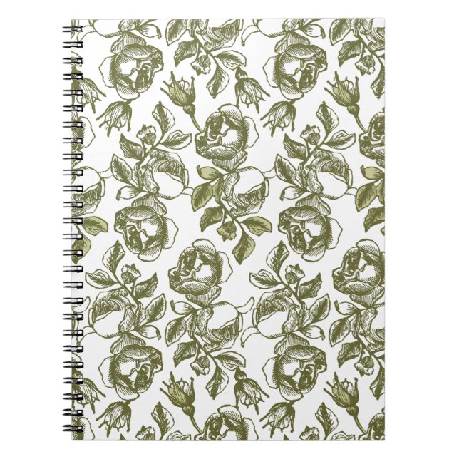 Cuaderno Portátil de patrón Rosa de oro blanco y falso (Frente)