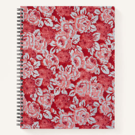 Cuaderno Portátil de patrón Rosa rosa y espiral roja