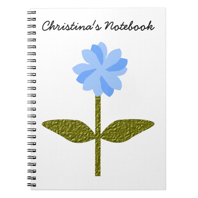 Cuaderno Portátil de Personalizable azul de Bonito de flore (Frente)