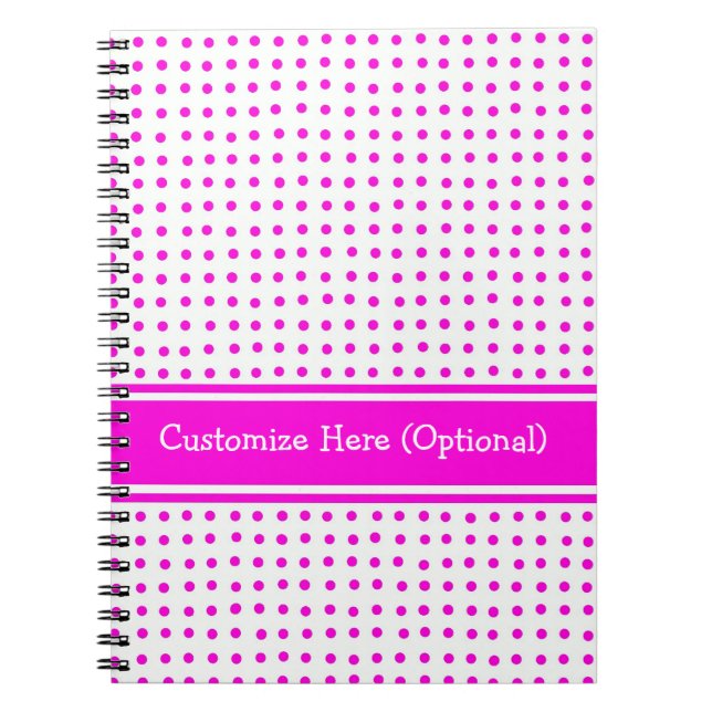 Cuaderno Portátil de personalizable, puntos de polka rosa (Frente)