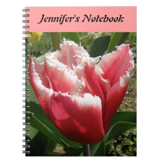Cuaderno Portátil de Personalizable tulipán con bordes rosa