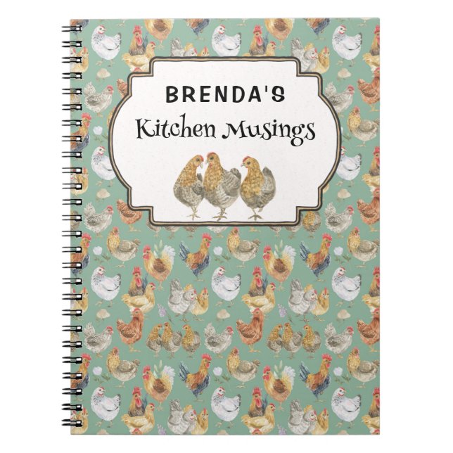 Cuaderno Portátil de personalizado de patrones de gallinas  (Frente)