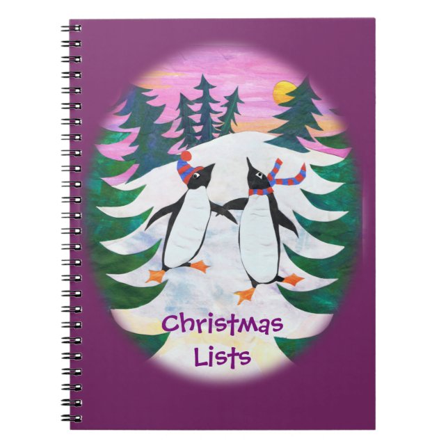 Cuaderno Portátil de Pingüinos de Patinaje Cutáneo para per (Frente)