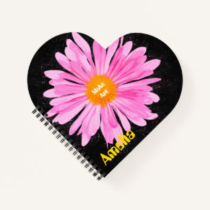 Cuaderno Portátil de pintura de flores rosadas personalizad