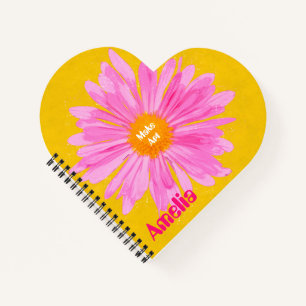 Cuaderno Portátil de pintura de flores rosadas personalizad