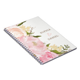 Cuaderno Portátil de planificación de boda floral rosa