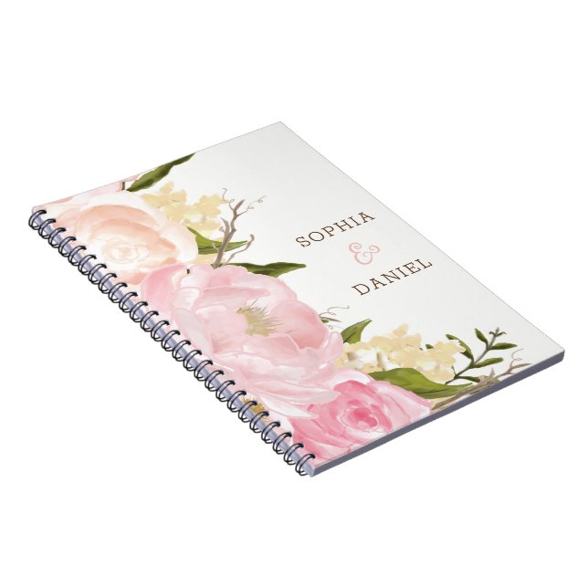 Cuaderno Portátil de planificación de boda floral rosa (Lado Derecho)