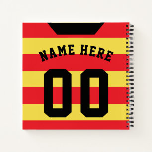 Cuaderno Portátil de plantilla de Jersey de franjas rojas, 