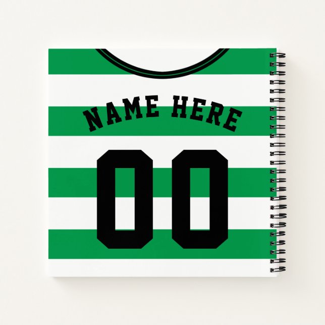 Cuaderno Portátil de plantilla de Jersey de franjas verdes, (Reverso)