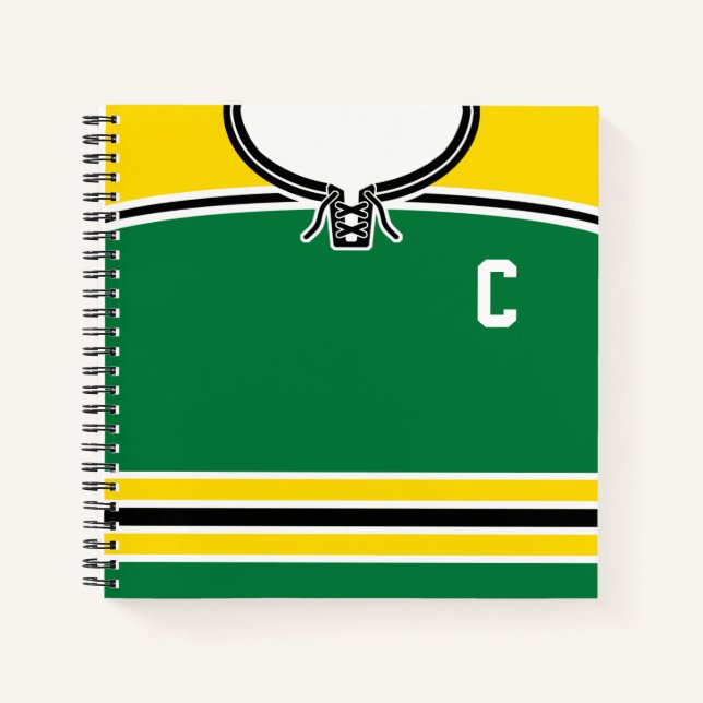 Cuaderno Portátil de plantilla de Jersey de hockey de nombr (Anverso)