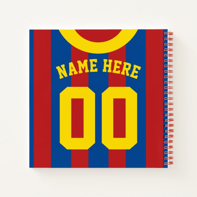 Cuaderno Portátil de plantilla de Jersey rojo y azul para e (Reverso)