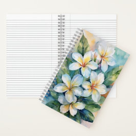 Cuaderno Portátil de Plumeria Blanca Hawaiana