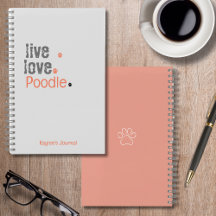Portátil de portada dura Poodle Journal Live Love