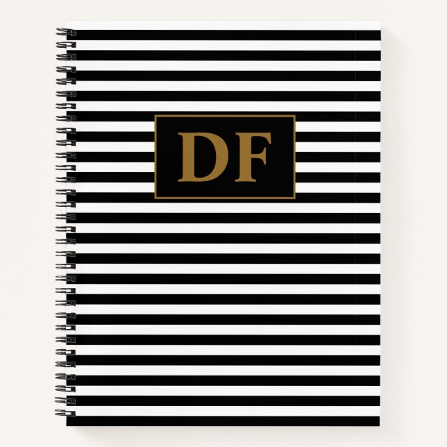Cuaderno Portátil de rayas blancas/negras de inicio persona (Anverso)