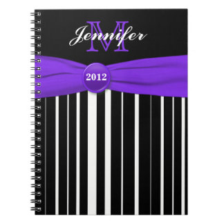 Cuaderno Portátil de rayas blancas púrpura personalizadas