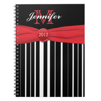 Cuaderno Portátil de rayas blancas rojas personalizado
