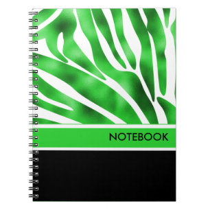 Cuaderno Portátil de rayas de cebra blanca y verde limón