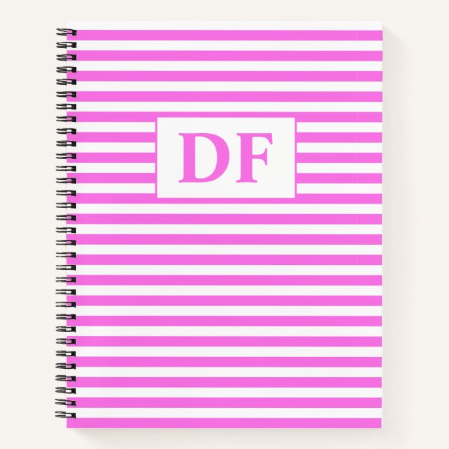Cuaderno Portátil de rayas rosadas/blancas de inicio person (Anverso)