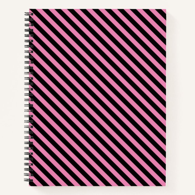 Cuaderno Portátil de rayas rosadas/negras (Anverso)