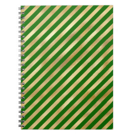 Cuaderno Portátil de rayas verdes y doradas