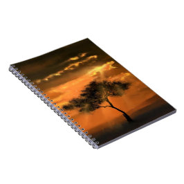 Cuaderno Portátil de rayos solares de árbol solitario - Sun