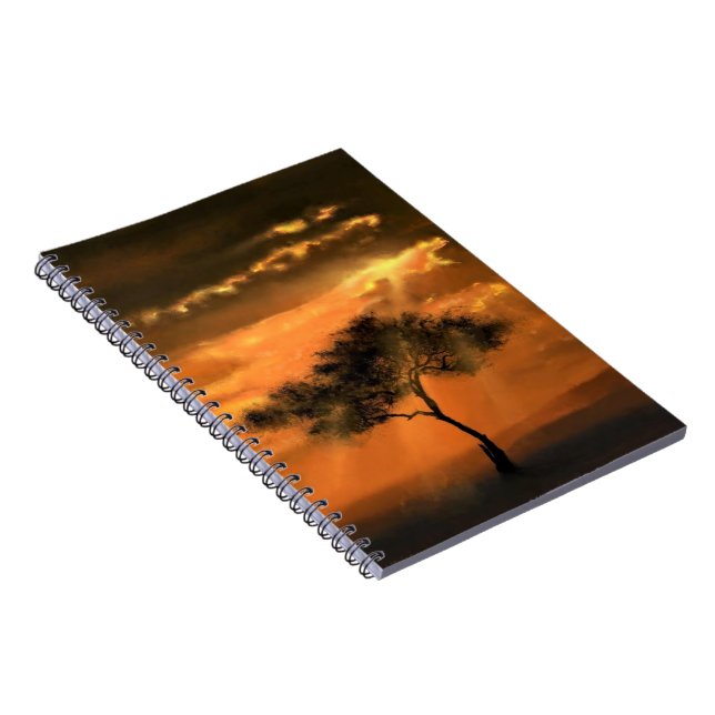 Cuaderno Portátil de rayos solares de árbol solitario - Sun (Lado Derecho)