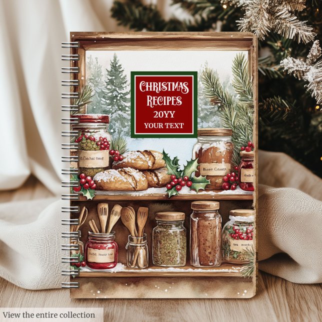 Cuaderno Portátil De Receta De Navidades De Nombre Personal (Custom Name Christmas Recipe Notebook For Gift)