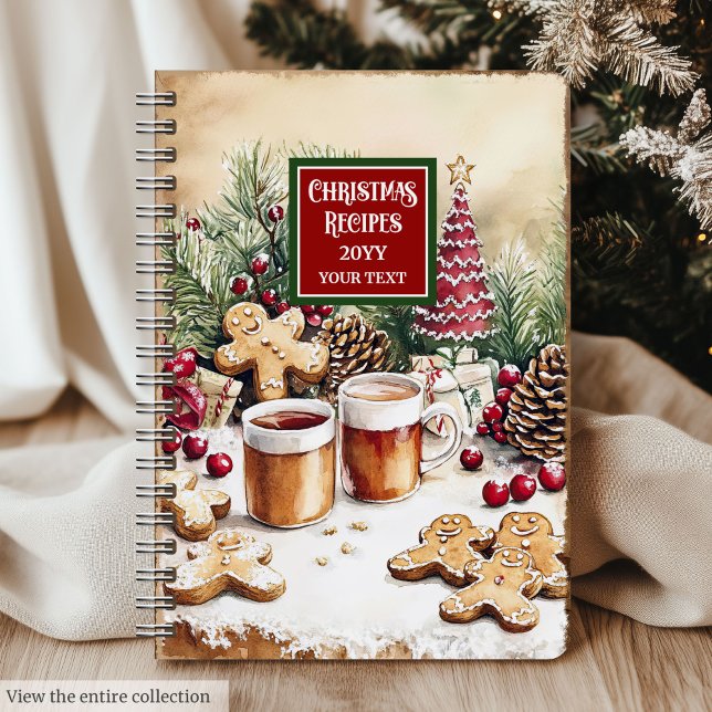 Cuaderno Portátil De Receta De Navidades De Nombre Personal (Custom Name Christmas Recipe Notebook For Gift)