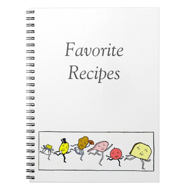 Cuaderno Portátil de recetas de alimentos de época personal (Frente)